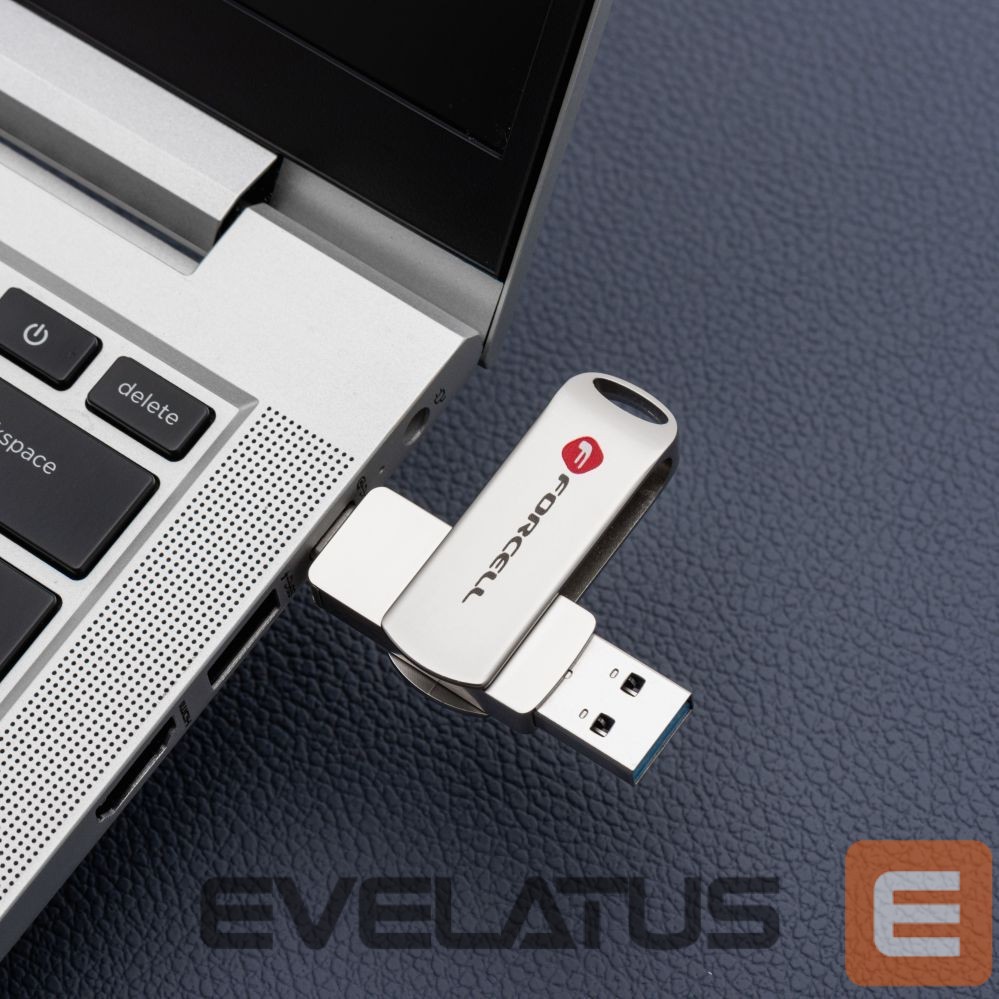 Mälukaardid Forcell Pendrive 64GB USB 3.2 Gen 1 (USB A / USB C) Forcell F-Data Metal Duo silver