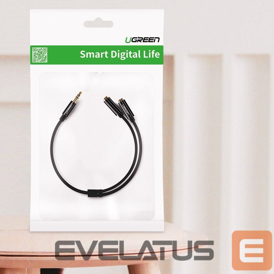 Kaabel Ugreen cable 3.5 mm headphone splitter mini jack AUX 25cm black (20816) Black