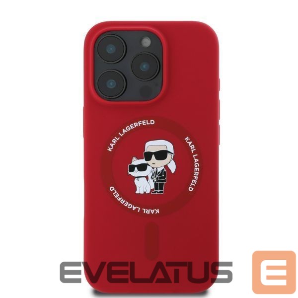 Aizmugurējais vāciņš Karl Lagerfeld Karl Lagerfeld Silicone Karl&Choupette Heads MagSafe Case for iPhone 16 Pro Max - Pink