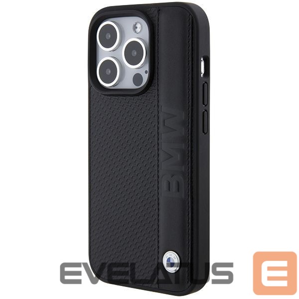 Back panel cover BMW BMW Leather Textured & Stripe iPhone 15 Pro Max Case - Black