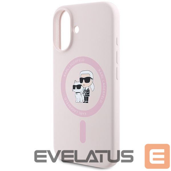 Tagakaaned Karl Lagerfeld Karl Lagerfeld Silicone Karl&Choupette Heads Ring MagSafe Case for iPhone 16 Plus - Pink