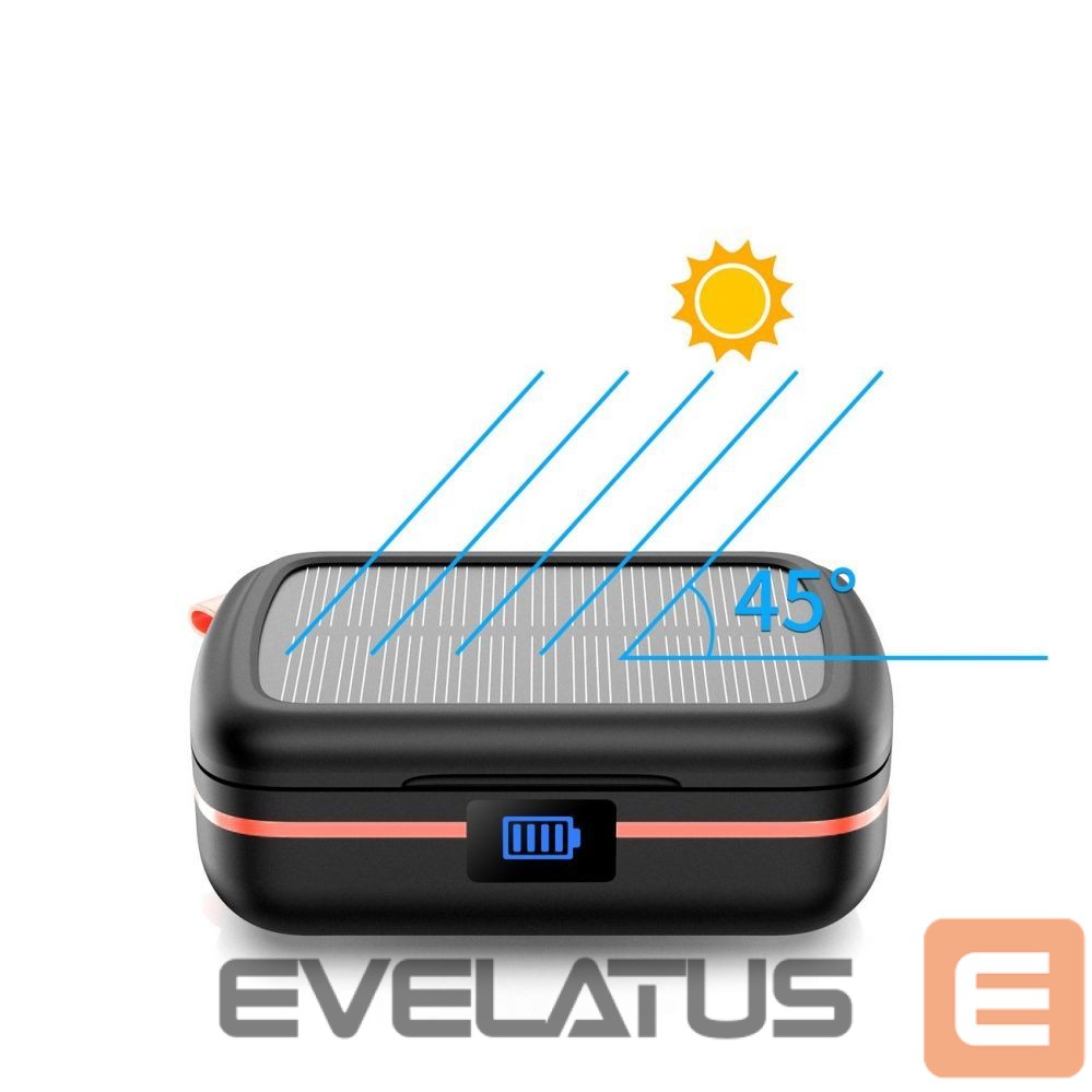 juhtmega kõlarid Choetech Choetech TWS wireless headphones waterproof with solar panel and built-in 2500mAh powerbank black (BH-T05)