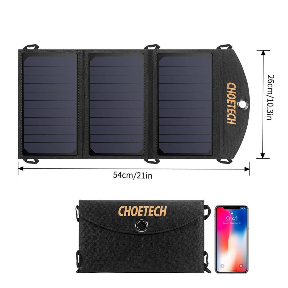 Laadija Choetech Choetech SC001 solar foldable charger 19W 2x USB-A - black