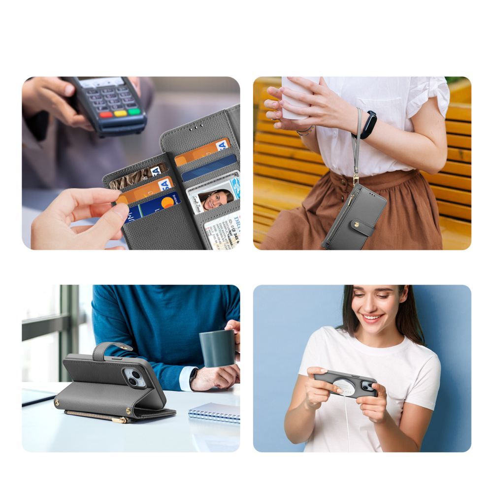 Back panel cover Dux Ducis Dux Ducis Lawa Leather Case for iPhone 15 - Gray