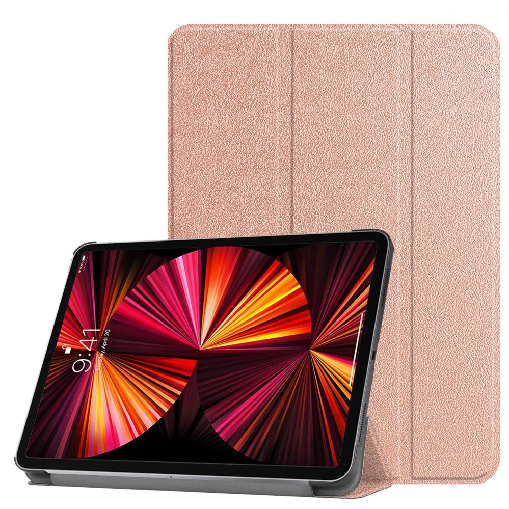Kaaned iLike Galaxy Tab S6 Lite 10.4 P610 Tri-Fold Eco-Leather Stand Case Rose Gold