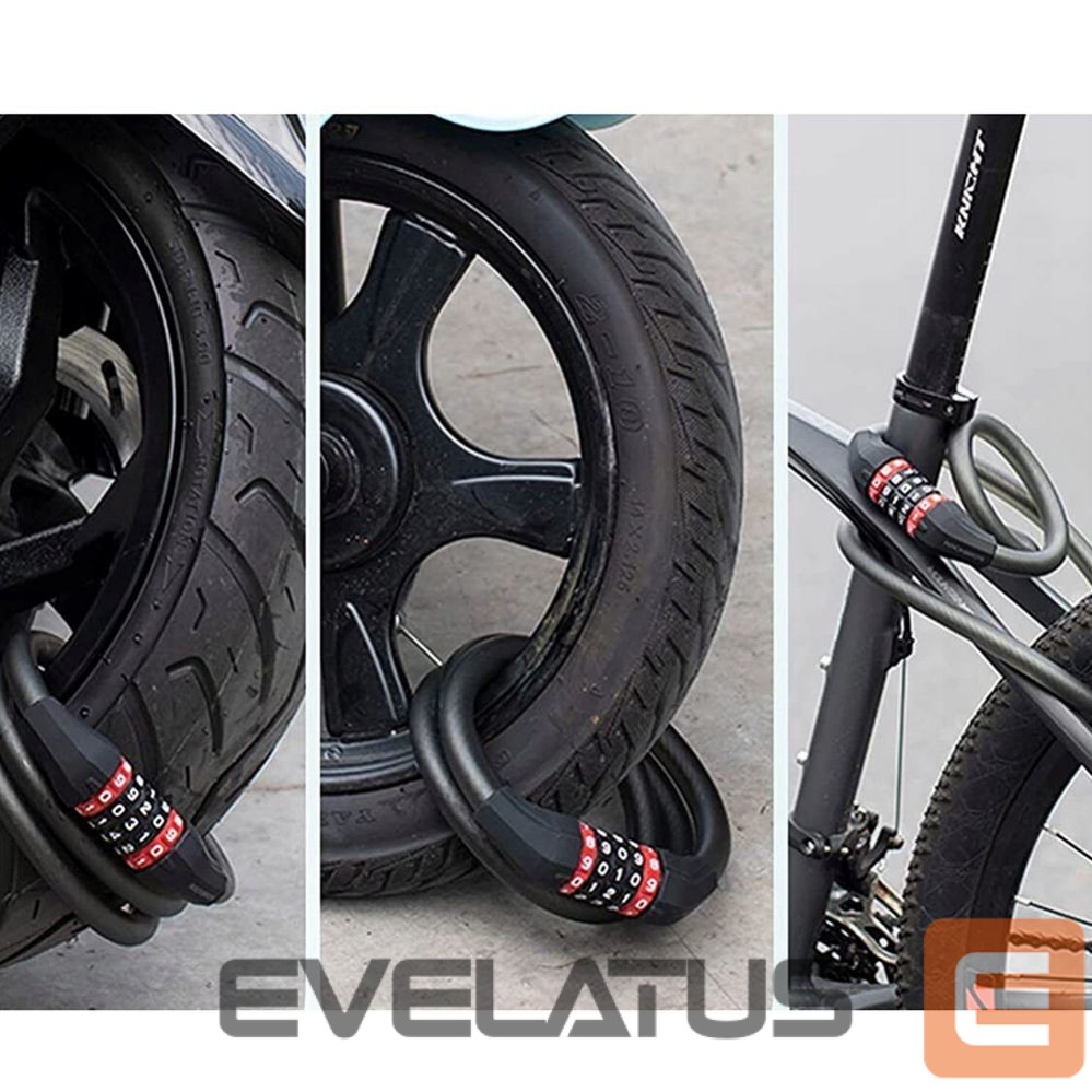 Bicycle accessory Rockbros Rockbros RKS507-1BK bicycle lock with combination 1.8 m - black