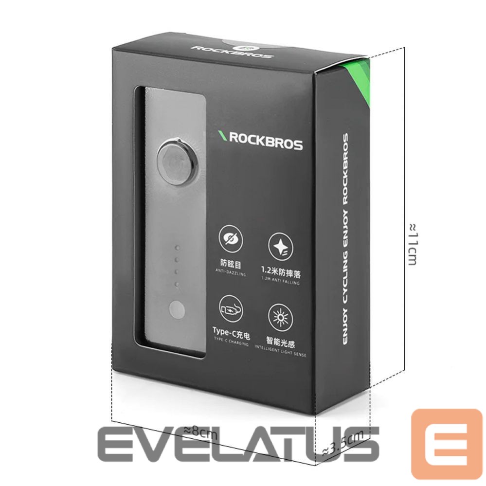 Bicycle accessory Rockbros Rockbros 24510003001 Front Bike Light 260 lm + USB-C - USB-A Cable - Black