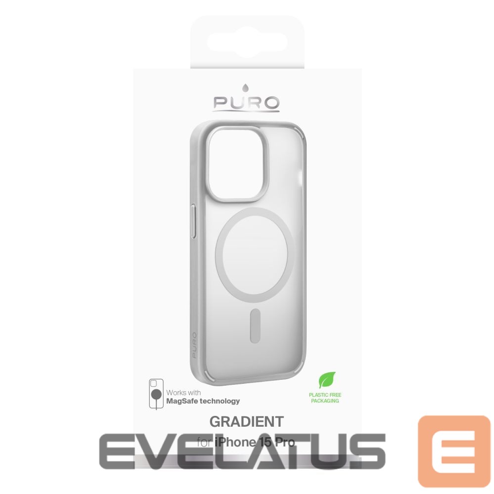 Back panel cover Puro Puro Gradient MagSafe Silicone Case for iPhone 15 Pro - Silver
