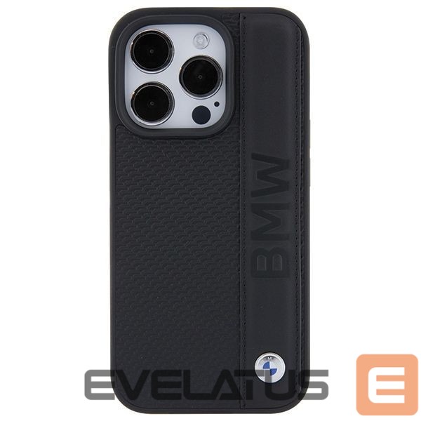Back panel cover BMW BMW Leather Textured & Stripe iPhone 15 Pro Max Case - Black