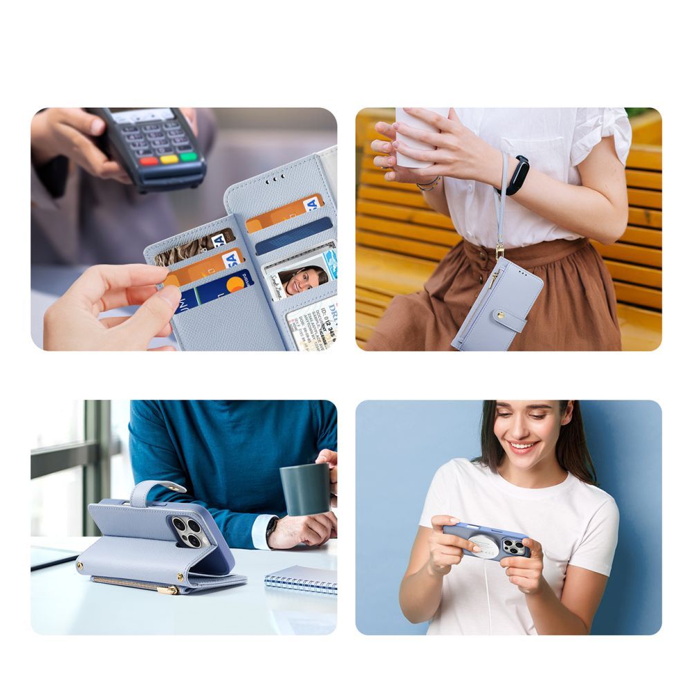 Tagakaaned Dux Ducis Dux Ducis Lawa iPhone 16 Pro Leather Case with Detachable Magnetic Wallet - Blue