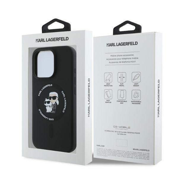 Tagakaaned Karl Lagerfeld Karl Lagerfeld Silicone Karl&Choupette Heads Ring MagSafe Case for iPhone 16 Pro - Black