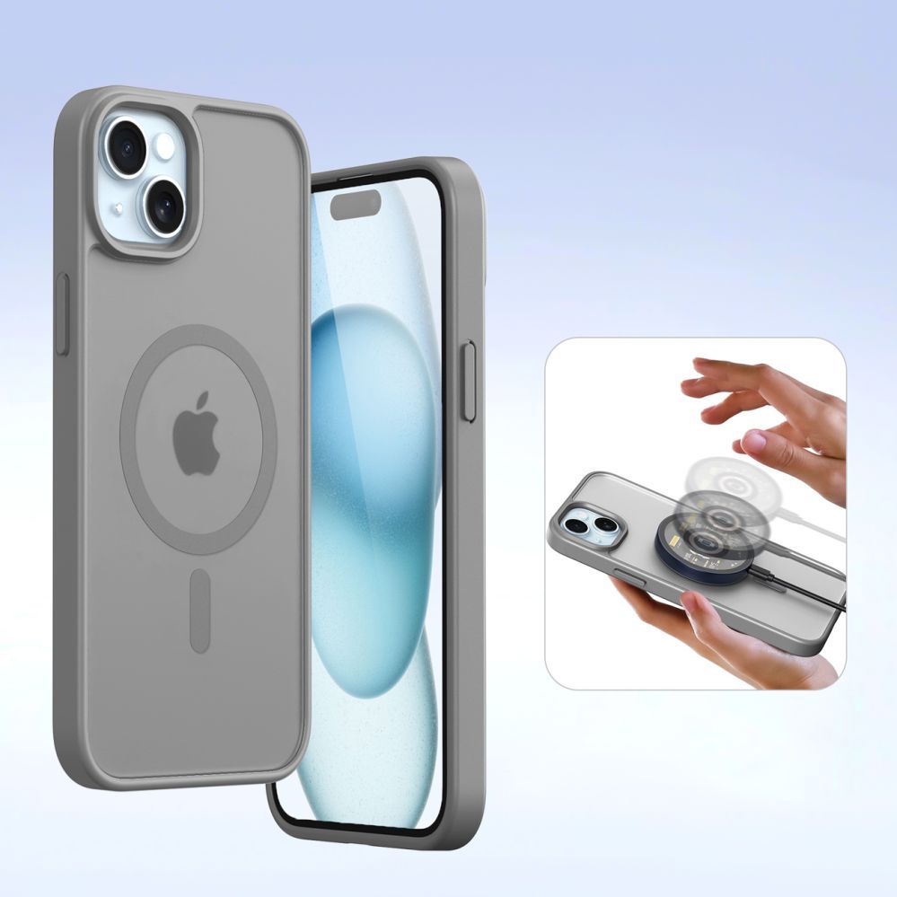 Back panel cover Dux Ducis Dux Ducis Lawa Leather Case for iPhone 15 - Gray