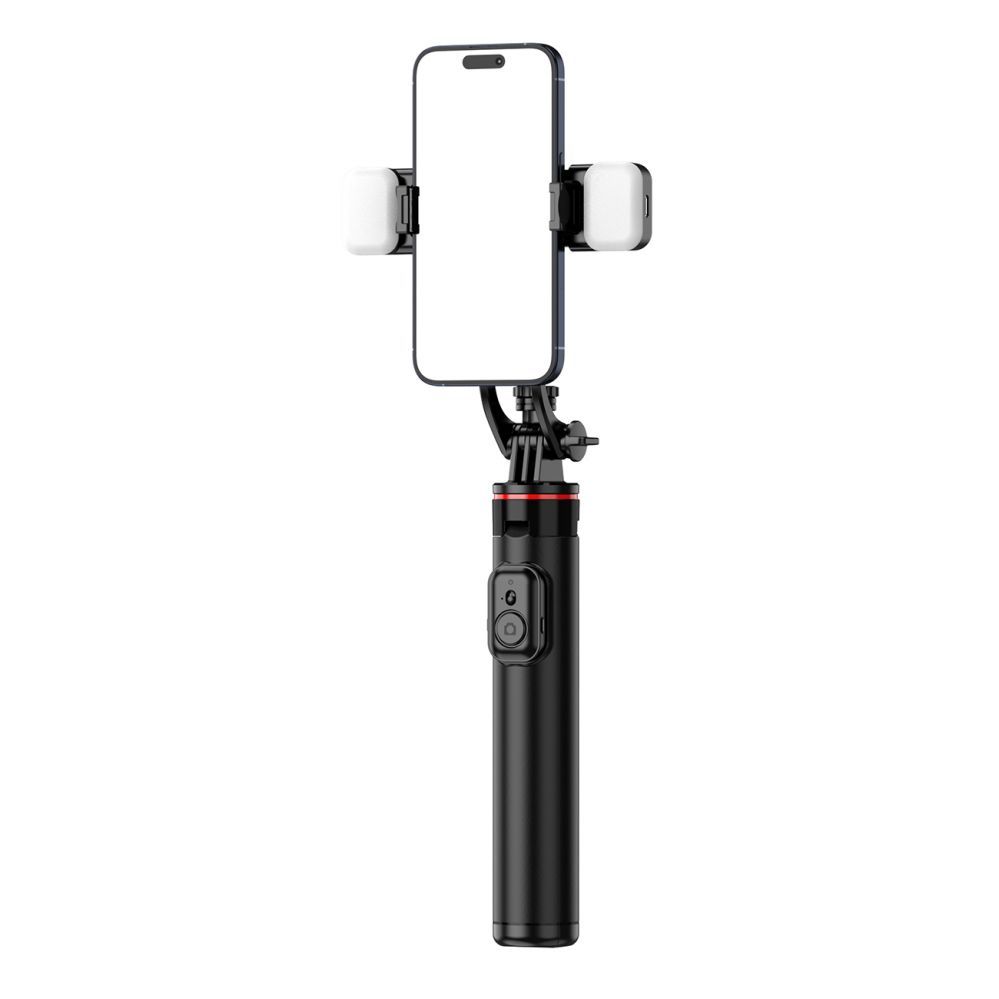 Camera accessory Hurtel Selfie stick WC12YDS 1.3m aluminum alloy telescopic tripod with dual lamp and phone holder - black