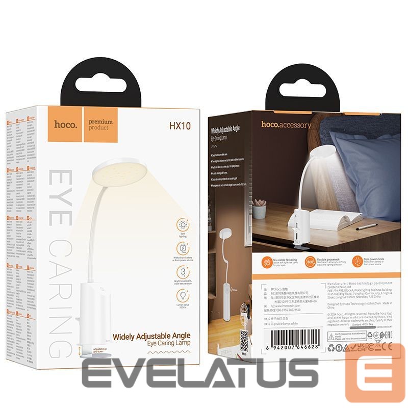 Desc lamp Hoco HX10 Clip table lamp White