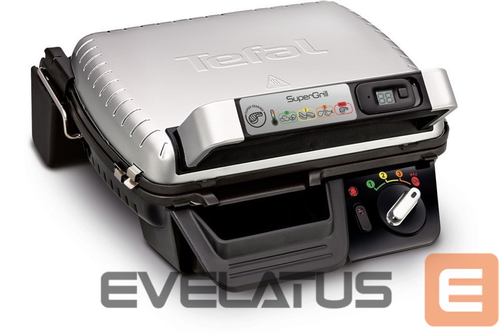 Table grill TEFAL SuperGrill Timer Multipurpose grill GC451B12 Contact, 2000 W, Stainless steel