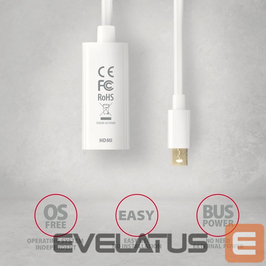 Graafikakaart / ideokaardid Axagon AXAGON RVDM-HI14N Mini DP > HDMI 1.4 adapter 4K/30Hz