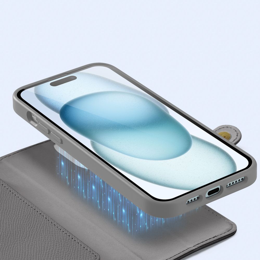 Back panel cover Dux Ducis Dux Ducis Lawa Leather Case for iPhone 15 - Gray