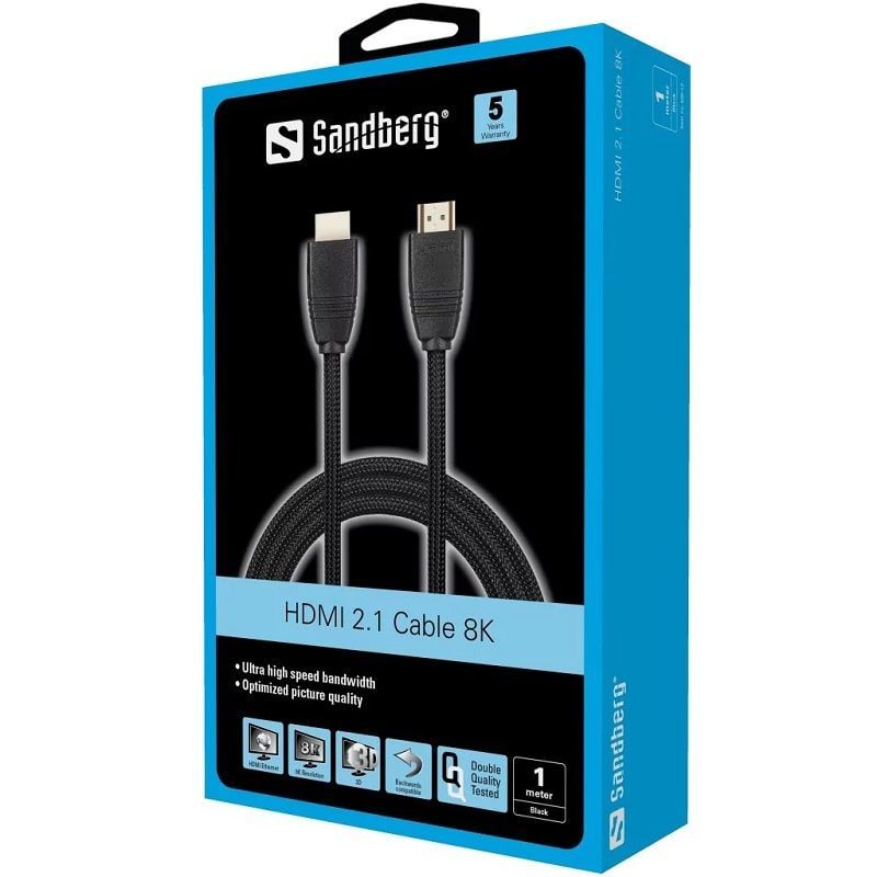 Kabelis Sandberg 509-13 HDMI 2.1 Cable 8K, 1m