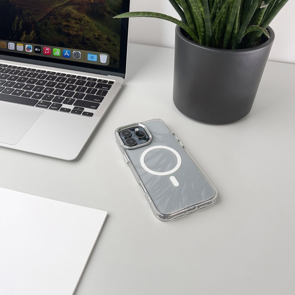 Tagakaaned Wozinsky Wozinsky Glitter Case with Mag Safe for Samsung Galaxy S25 - Clear with Glitter