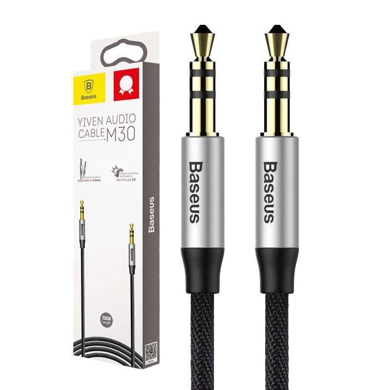 Converter Baseus Baseus Yiven Audio Cable mini jack 3,5mm AUX, 1m (Black+Silver)