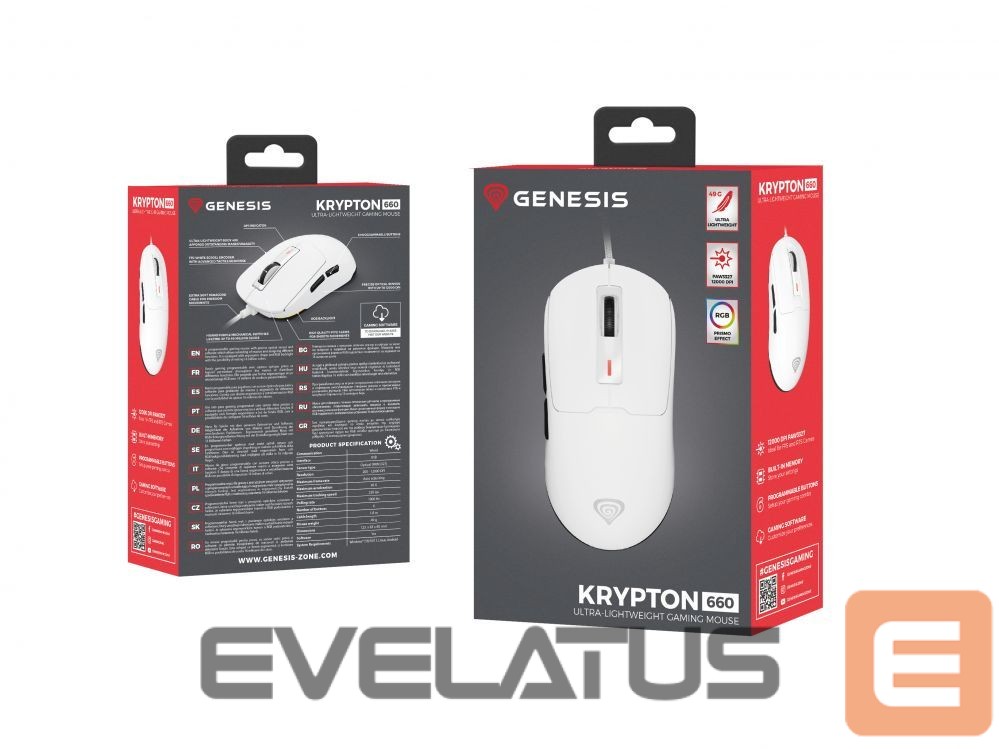 Computer mouse Genesis Gaming Mouse | Krypton 660 | Wired | USB Type-A | White