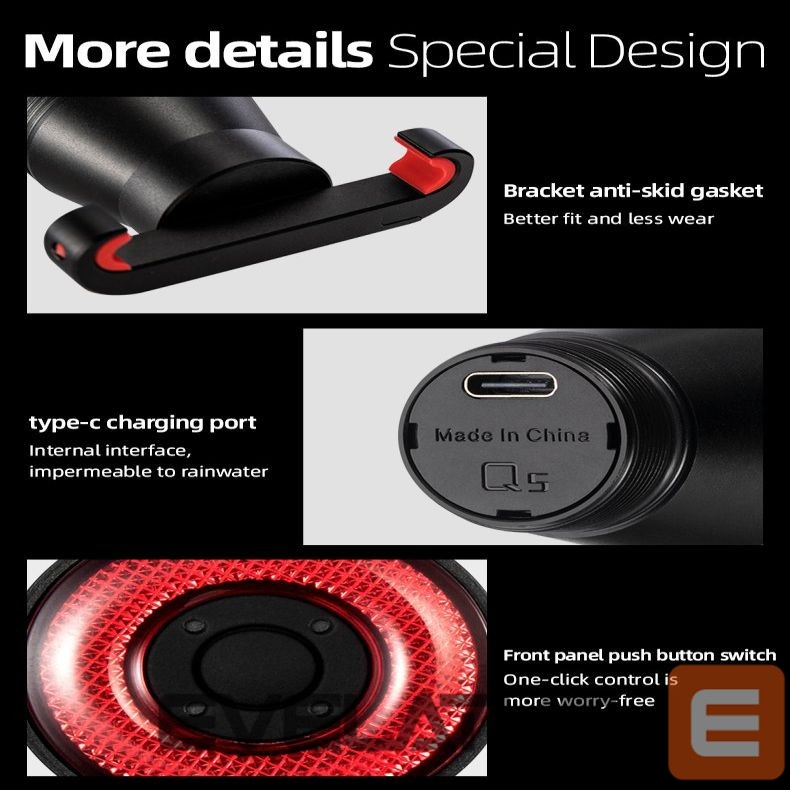 Jalgratta tarvik Rockbros Rockbros Q5 Rear Bike Light with Intelligent Stop System - Black