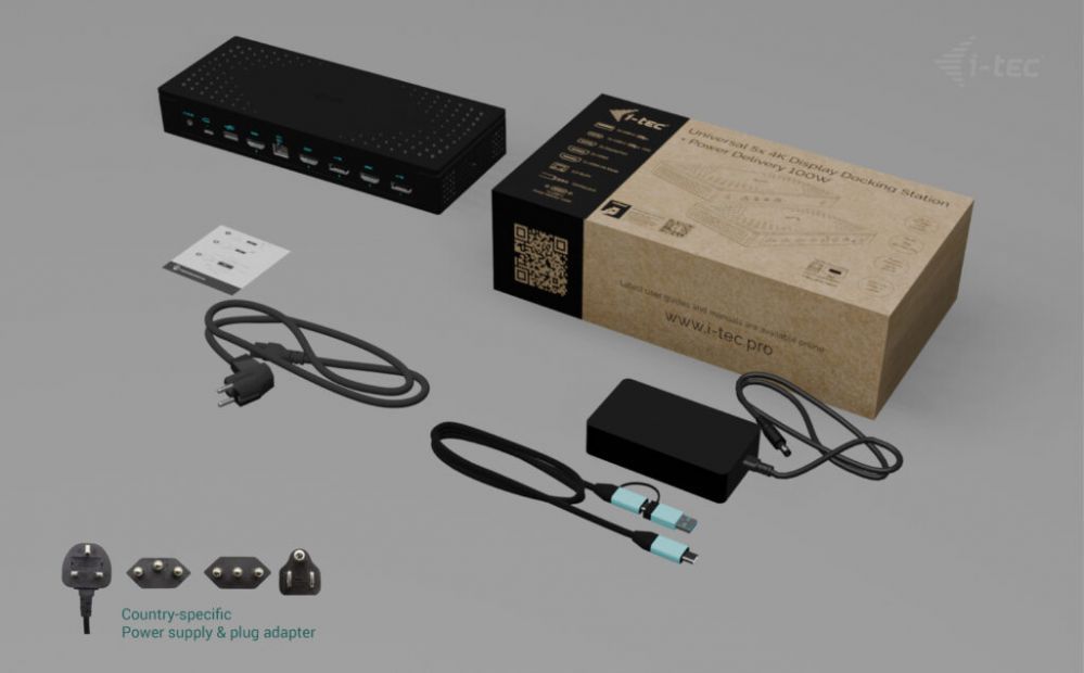 Computer accessories I-TEC I-TEC Universal 5x 4K Display DS+PD 100W