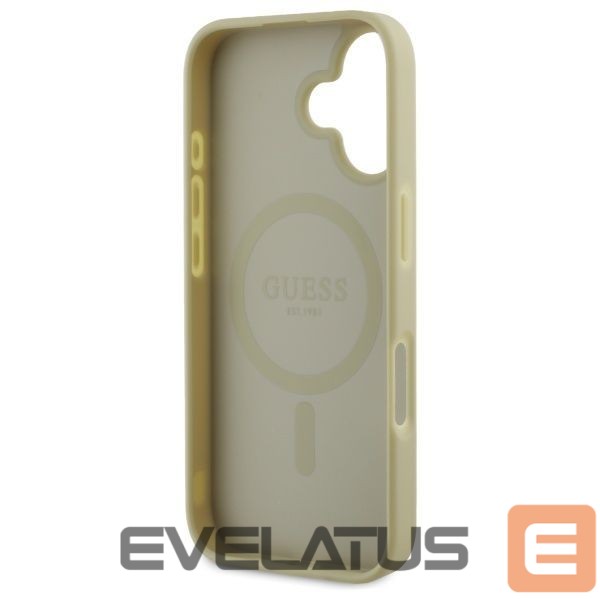 Tagakaaned Guess Guess Saffiano Peony Classic Logo MagSafe case for iPhone 16 - gold