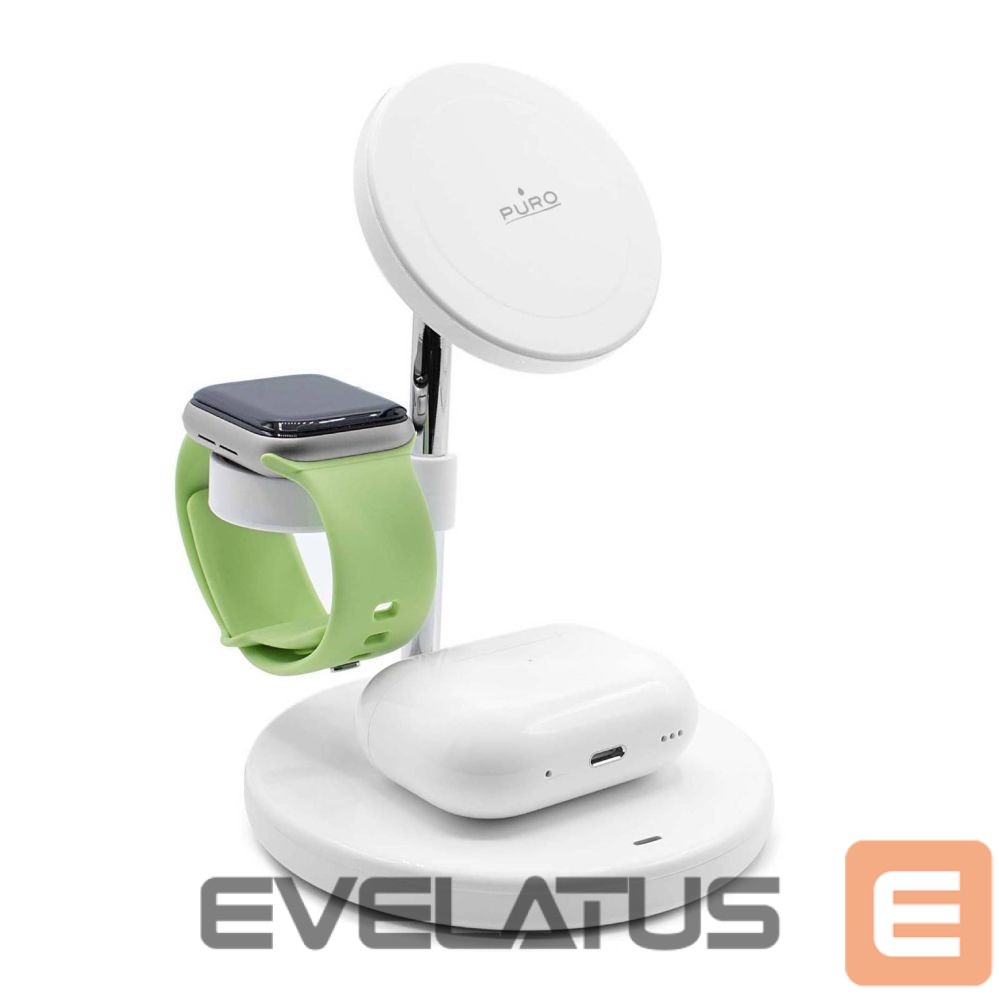 Adaptrid Puro Elektrik Puro Mag Station 3 in 1 Inductive Charger with Stand - White