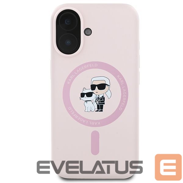 Tagakaaned Karl Lagerfeld Karl Lagerfeld Silicone Karl&Choupette Heads Ring MagSafe Case for iPhone 16 Plus - Pink