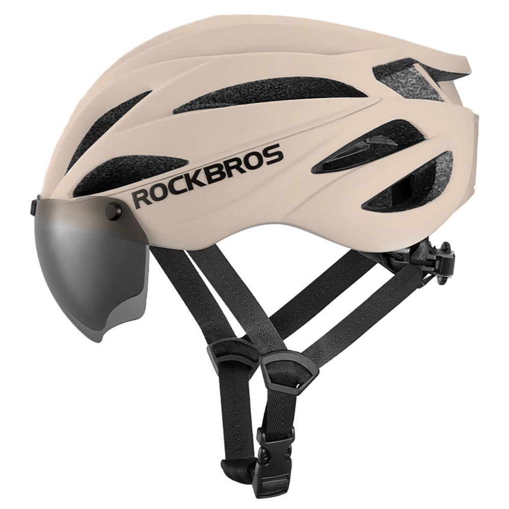 Bicycle accessory Rockbros Rockbros Bike Helmet with Visor, Detachable UV Protective Goggles, Unisex - Brown