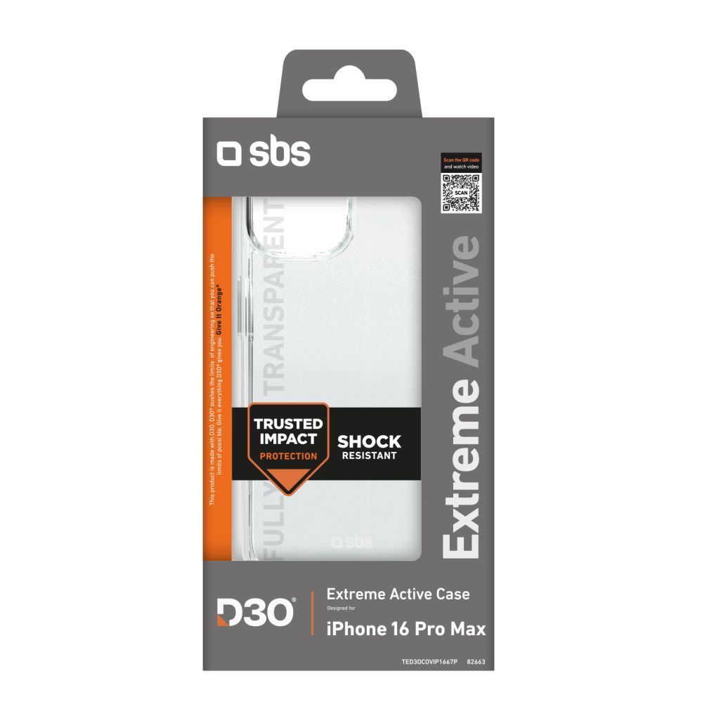 Back panel cover SBS SBS Extreme Active D3O Case for iPhone 16 Pro Max - Transparent