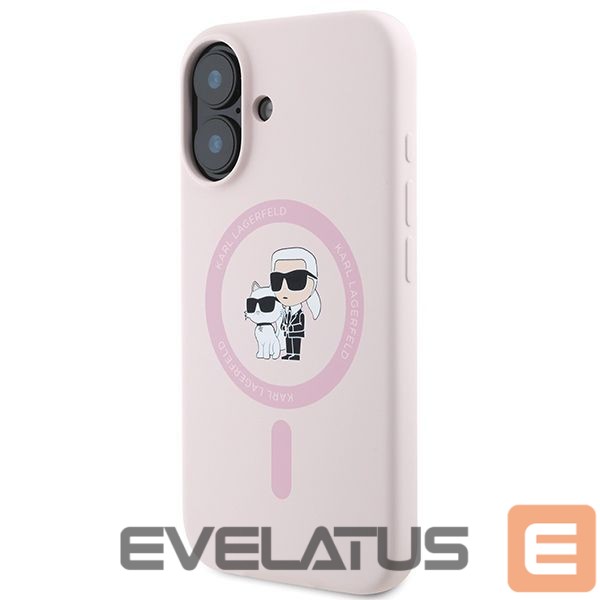 Tagakaaned Karl Lagerfeld Karl Lagerfeld Silicone Karl&Choupette Heads Ring MagSafe Case for iPhone 16 Plus - Pink