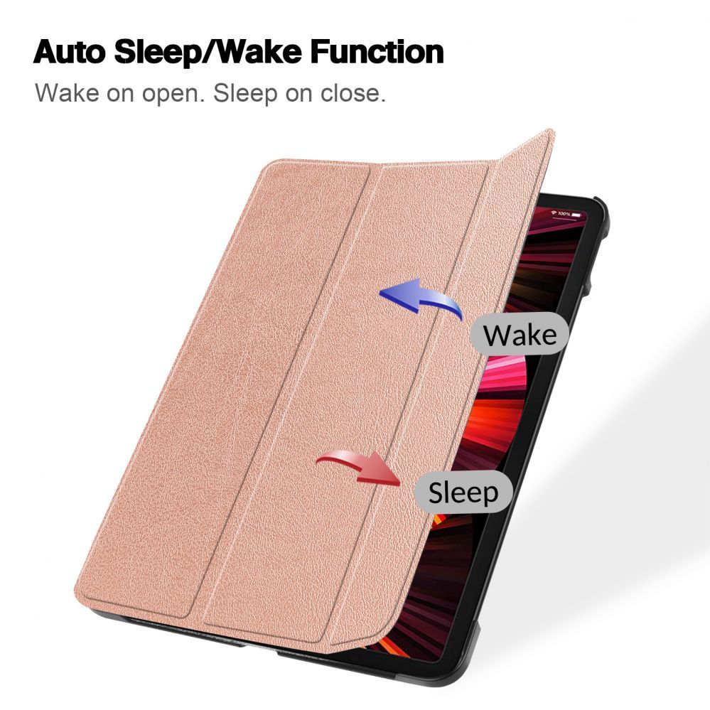 Kaaned iLike iPad Mini 5 7.9 Tri-Fold Eco-Leather Stand Case Rose Gold