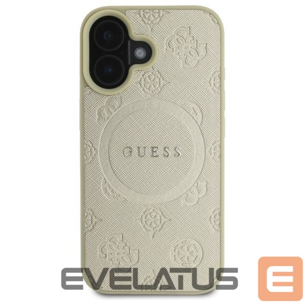 Tagakaaned Guess Guess Saffiano Peony Classic Logo MagSafe case for iPhone 16 - gold