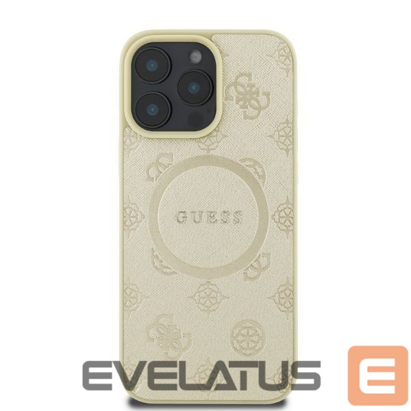 Tagakaaned Guess Guess Saffiano Peony Classic Logo MagSafe case for iPhone 16 Pro - gold