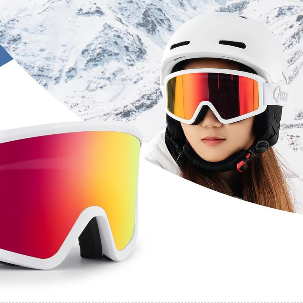 Citas preces Qunature Qunature White Ski Goggles for Adults - White