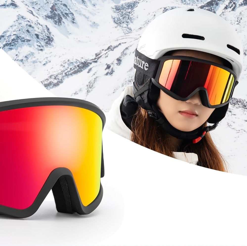Teised Qunature Qunature White Ski Goggles for Adults - Black