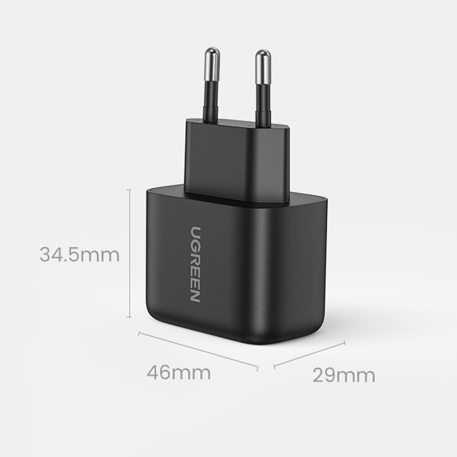 Adaptrid Ugreen USB Type C charger 25W Power Delivery + USB Type C cable 2m (50581) Black
