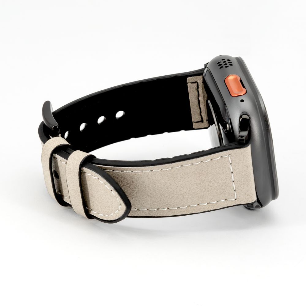 Rihm Connect Watch 42/44/45mm Silicone patch Leather Watch Strap (132mm M/L) White