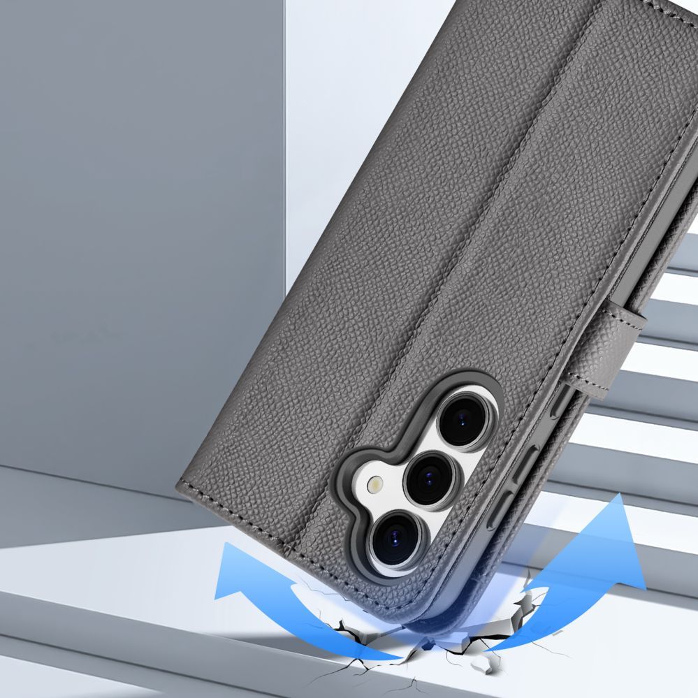 Tagakaaned Dux Ducis Dux Ducis Lawa Leather Case for Samsung Galaxy S25 with Detachable Magnetic Wallet - Gray