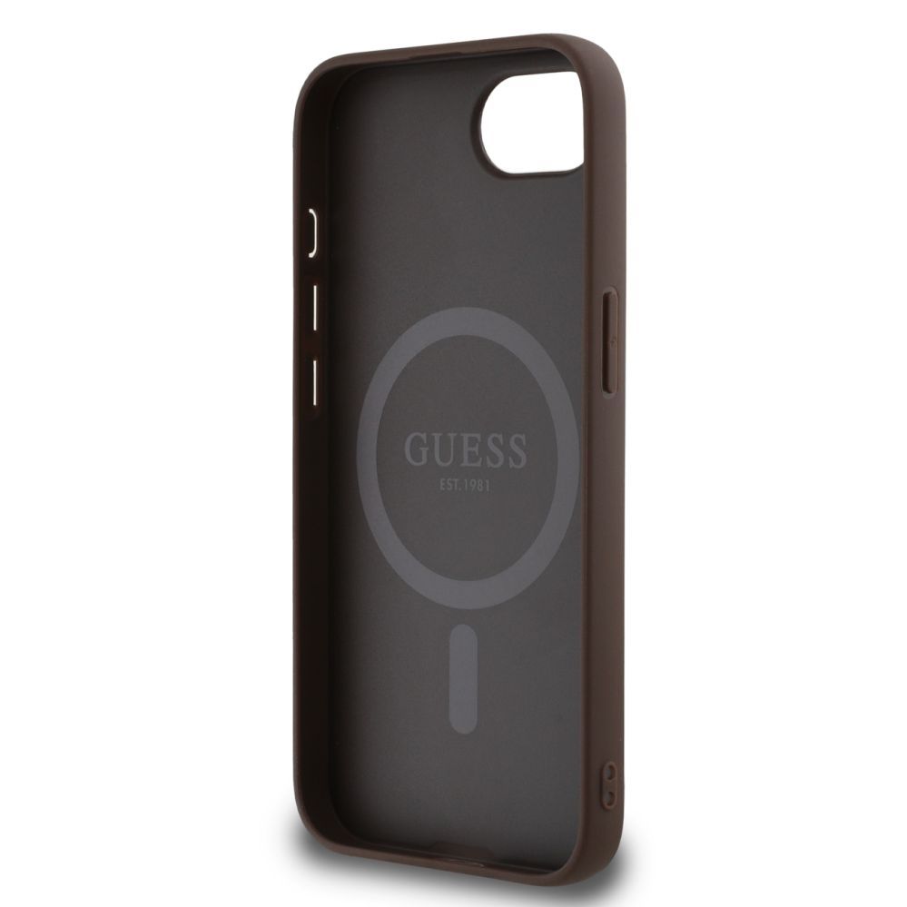 Tagakaaned Guess Guess PU 4G Peony case with MagSafe for iPhone 16e - brown