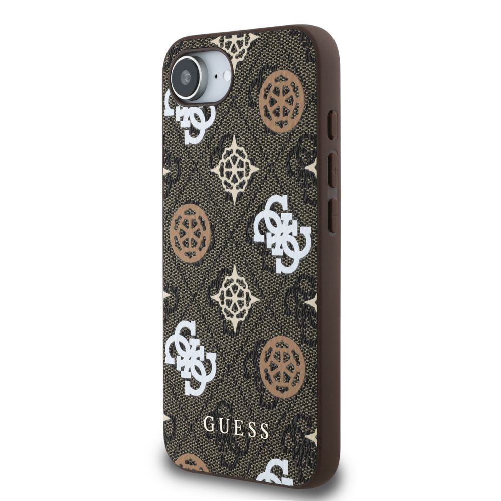 Tagakaaned Guess Guess PU 4G Peony case with MagSafe for iPhone 16e - brown