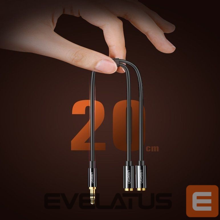 Kaabel Ugreen cable 3.5 mm headphone splitter mini jack AUX 25cm black (20816) Black