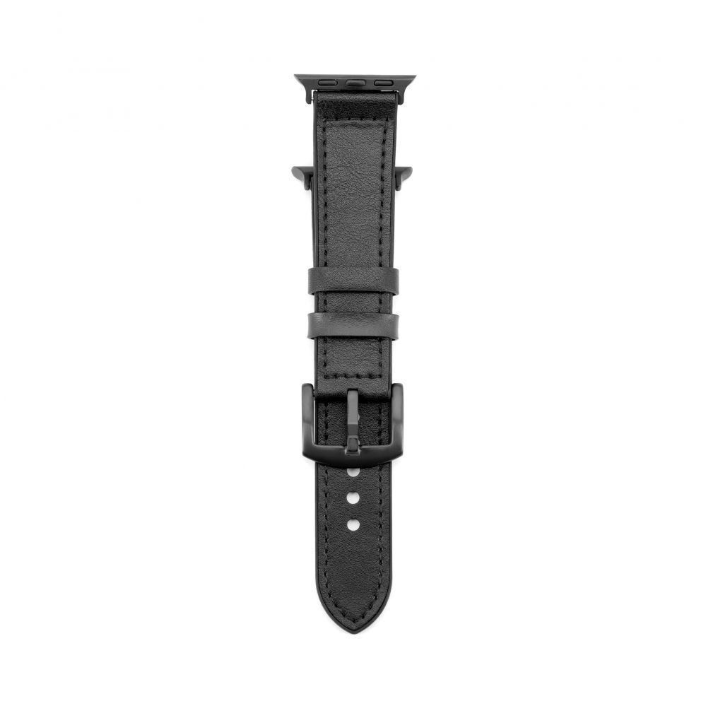 Rihm Connect Watch 42/44/45mm Silicone patch Leather Watch Strap (132mm M/L) Black