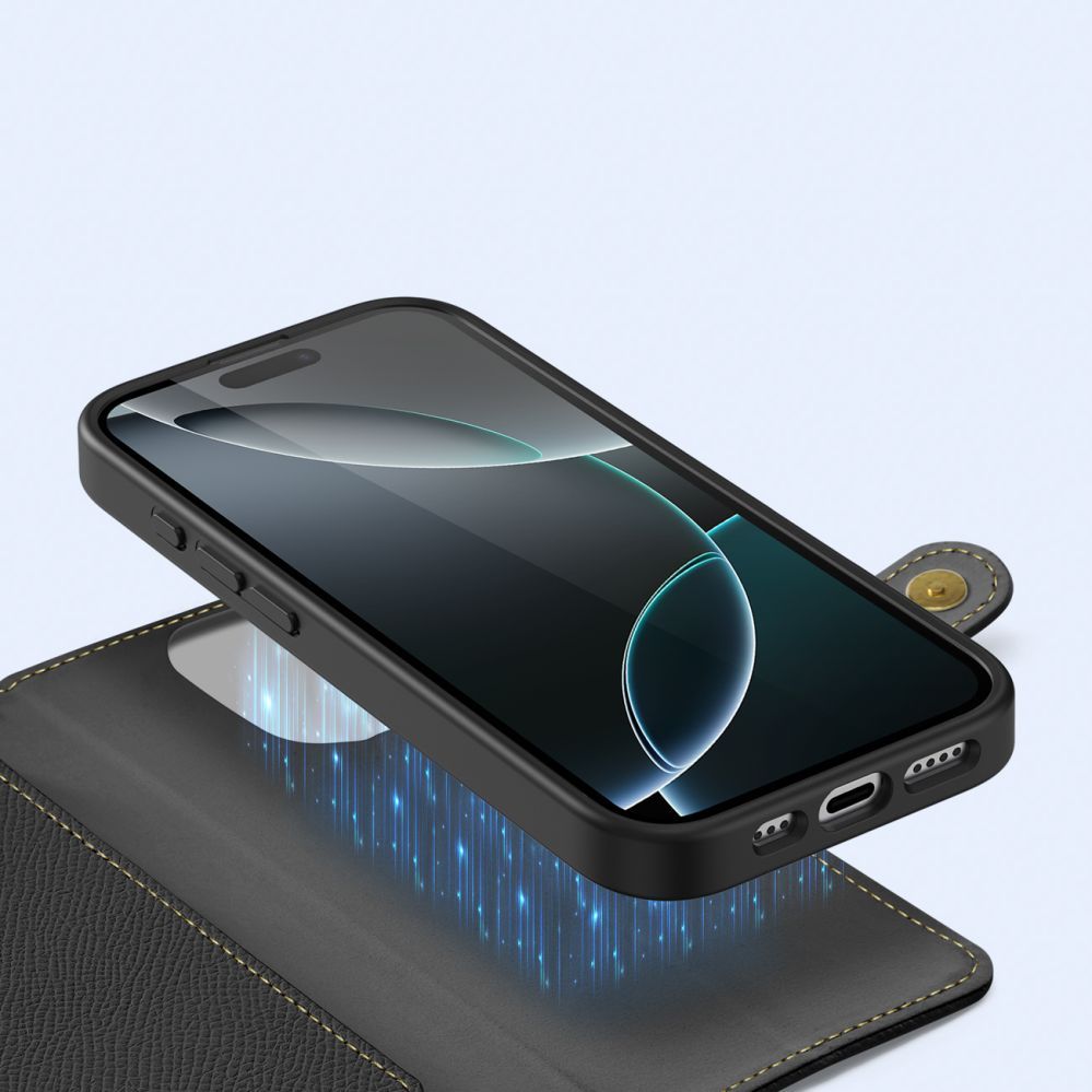 Back panel cover Dux Ducis Dux Ducis Lawa Leather Case for iPhone 16 Pro Max - Black