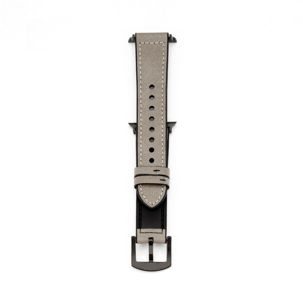 Rihm Connect Watch 42/44/45mm Silicone patch Leather Watch Strap (132mm M/L) Silver