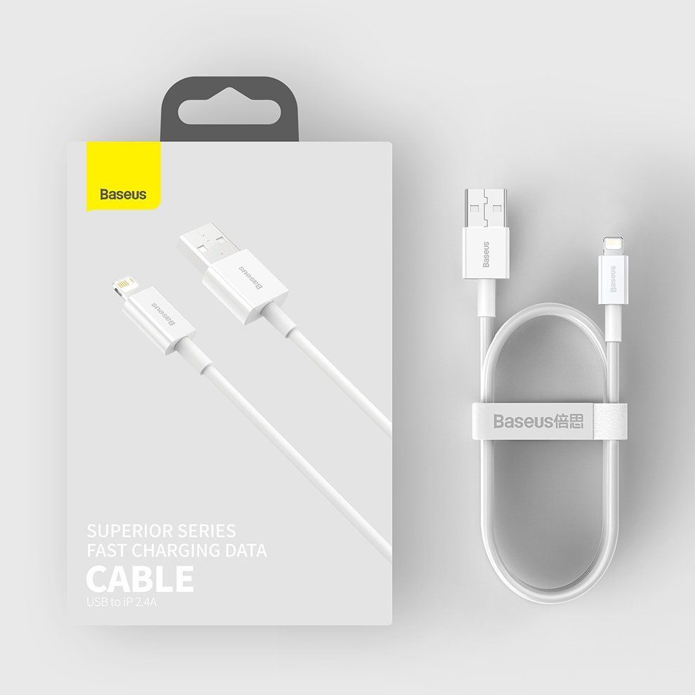 Kabelis Baseus Baseus Superior USB - Lightning 2.4A 2 m cable White (CALYS-C02)