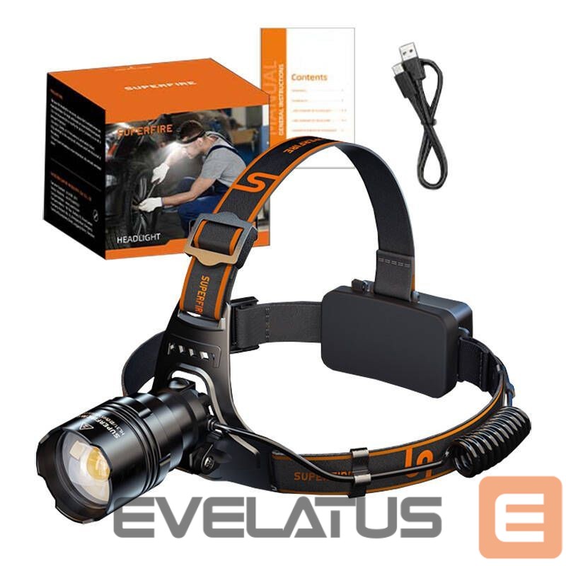 LED Flashlight Supcase Headlight Superfire HL31, Type-C