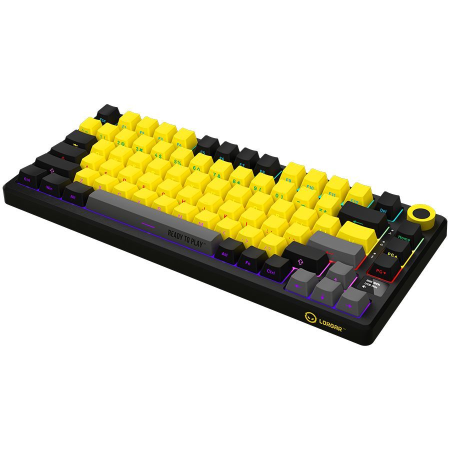 Computer keyboard LORGAR LORGAR KBP7075W, Wireless 75% Mechanical Gaming Keyboard Pro, Black/yellow, EN layout